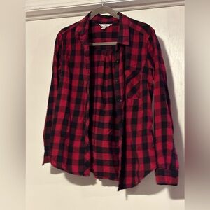 Time and Tru Red and Black Checkered Shirt